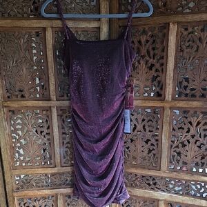 Emerald Sundae Sparkling Burgundy Mini Dress